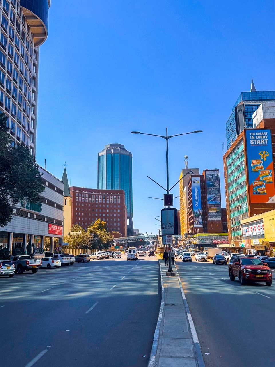 Central Harare business district and city traffic
