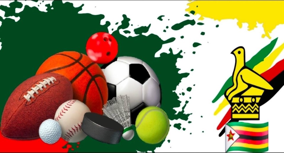 Sports equipment with Zimbabwe flag colours and the national bird motif