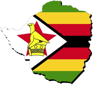 Map of Zimbabwe filled with the national flag